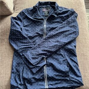 Navy Polka Dot Lightweight Zip Jacket